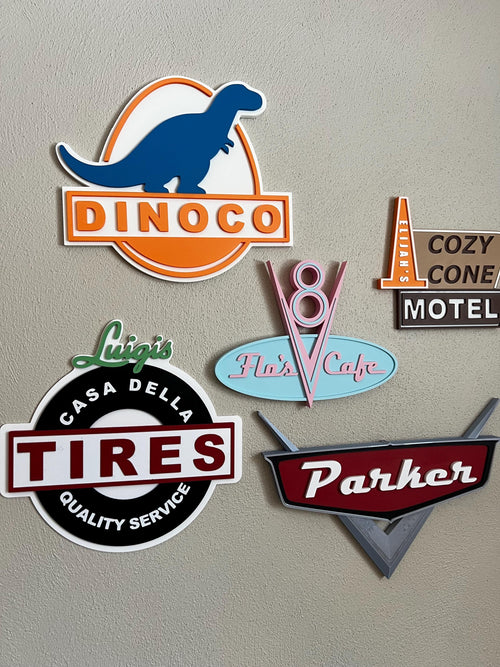 3D-Printed Cars-Inspired Gas Station Wall Sign – Made for Wall Display