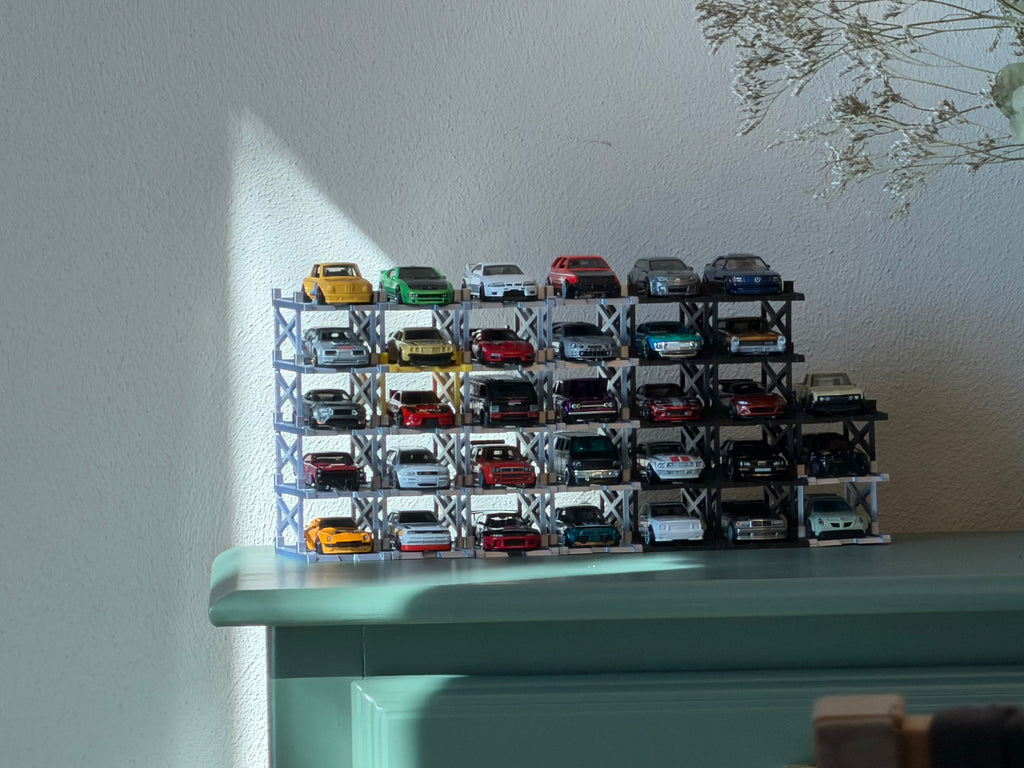 3D Printed Diecast Display Garage | Stackable Hot Wheels Organizer | Multi-Level Car Showcase Shelf | Car Lift Display | Office Decor