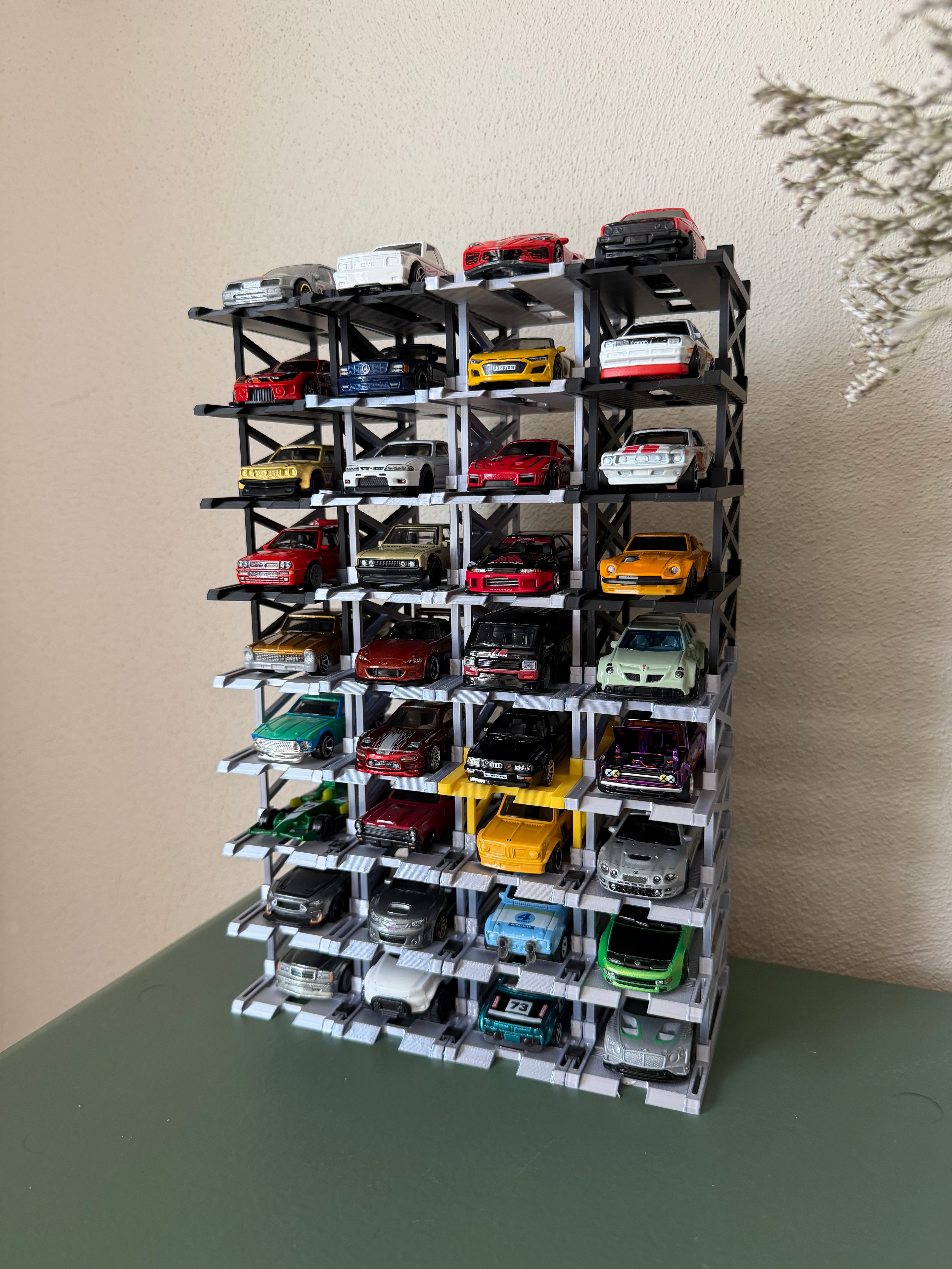 3D Printed Diecast Display Garage | Stackable Hot Wheels Organizer | Multi-Level Car Showcase Shelf | Car Lift Display | Office Decor