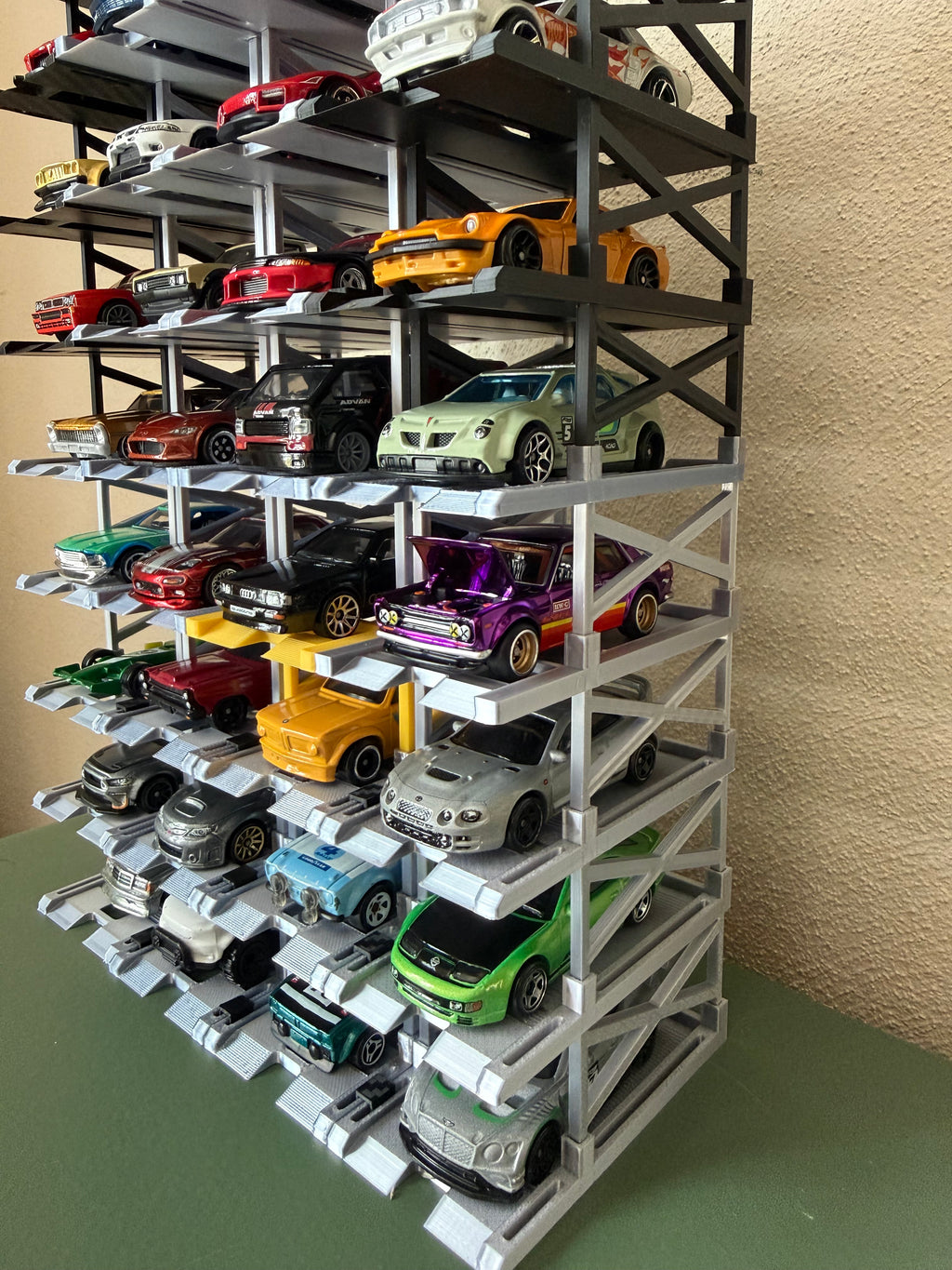 3D Printed Diecast Display Garage | Stackable Hot Wheels Organizer | Multi-Level Car Showcase Shelf | Car Lift Display | Office Decor