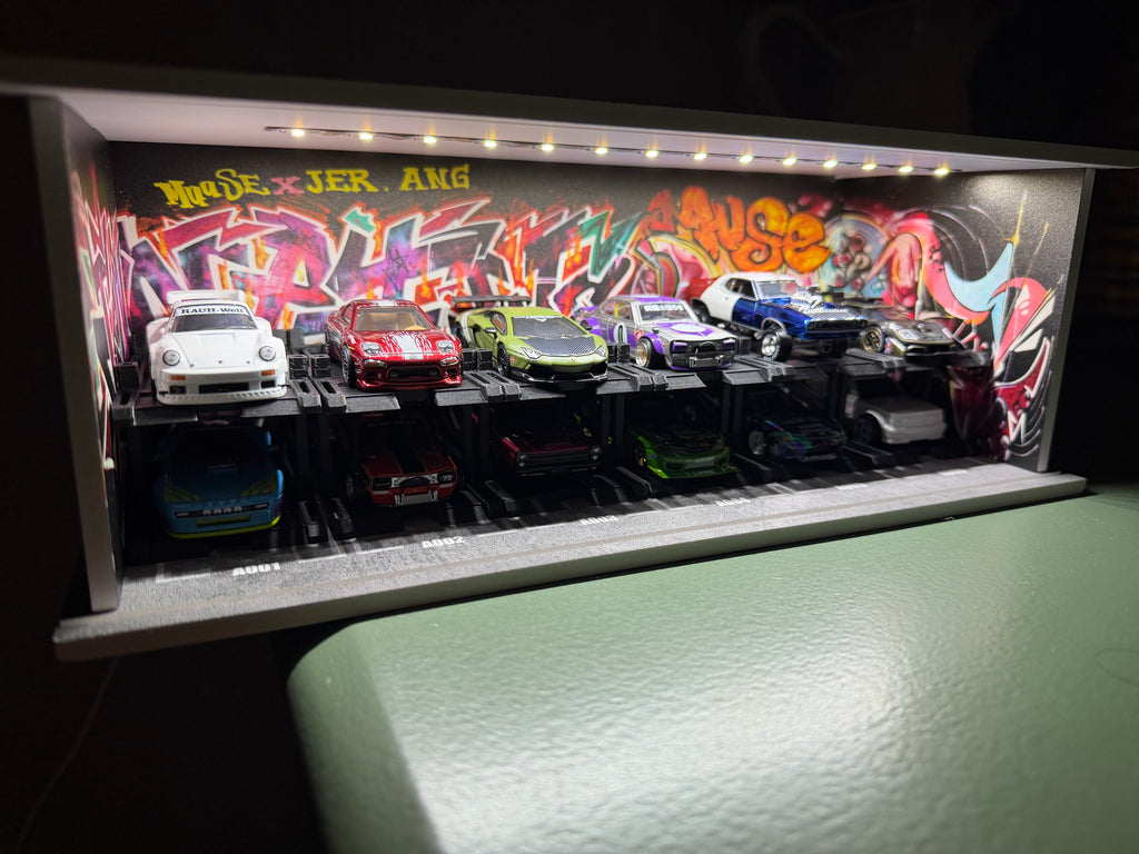 3D Printed Diecast Display Garage | Stackable Hot Wheels Organizer | Multi-Level Car Showcase Shelf | Car Lift Display | Office Decor