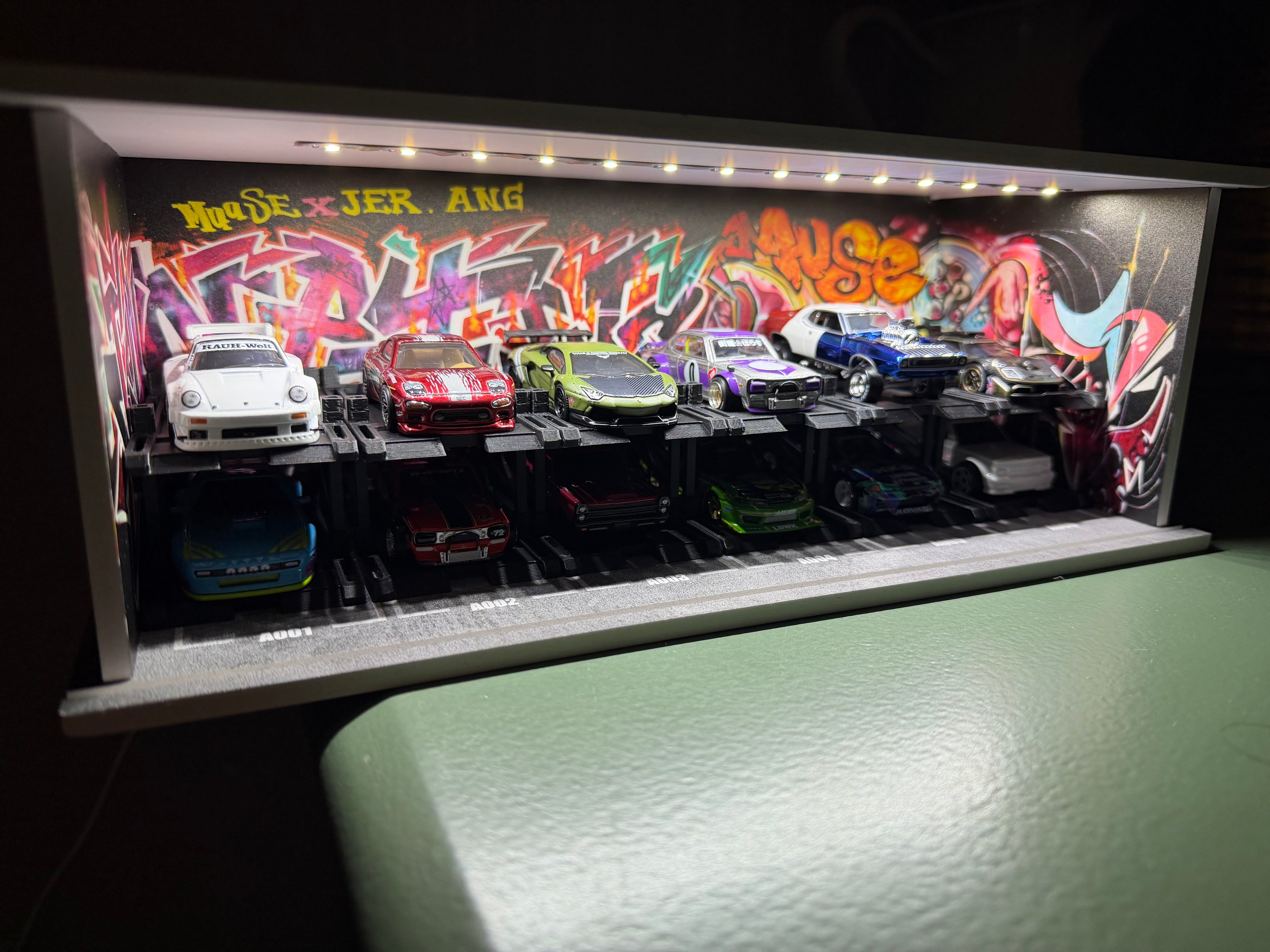 3D Printed Diecast Display Garage | Stackable Hot Wheels Organizer | Multi-Level Car Showcase Shelf | Car Lift Display | Office Decor