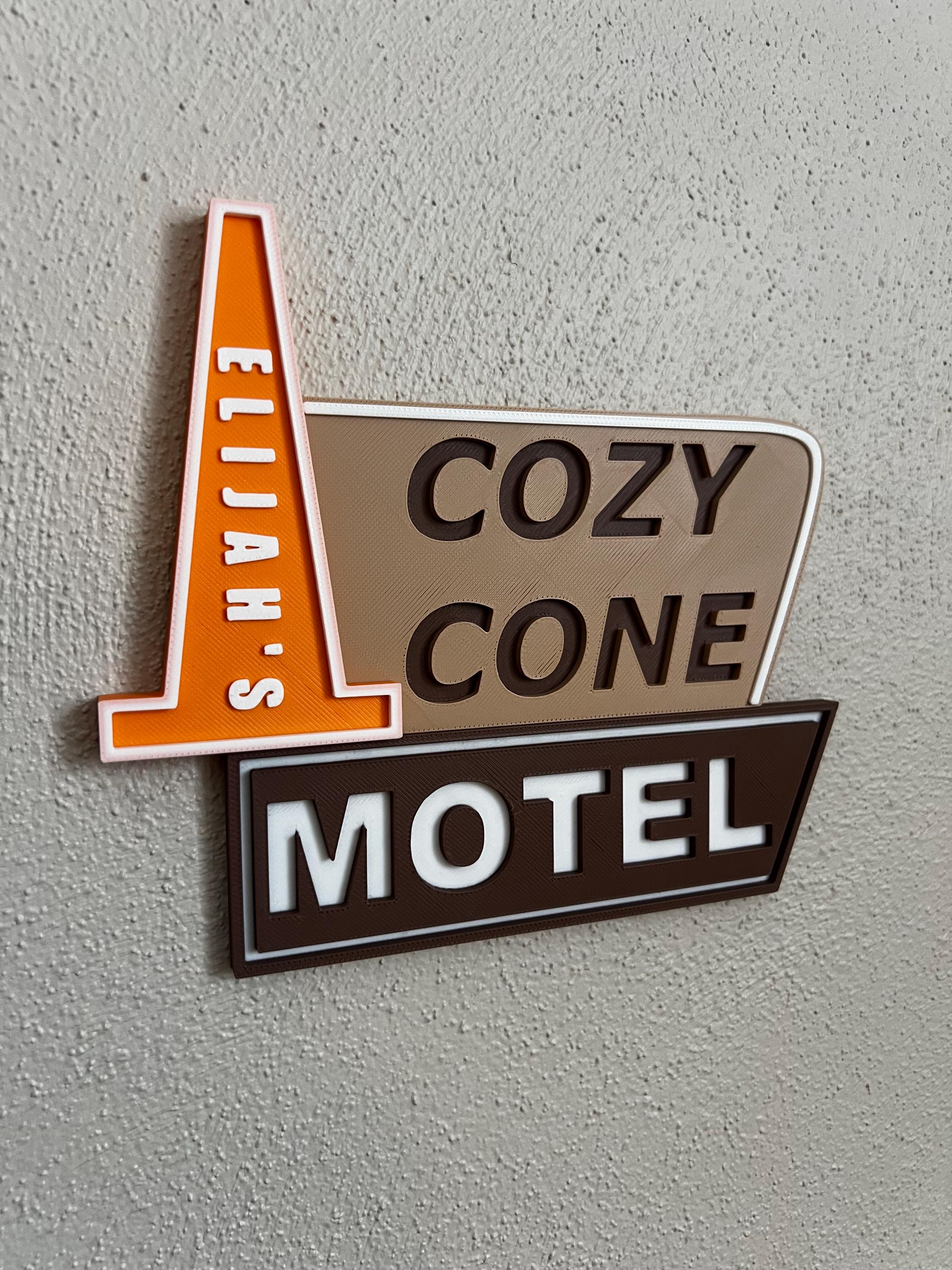 Custom 3D-Printed Cars-Inspired Cone Motel Wall Sign – Made for Wall Display