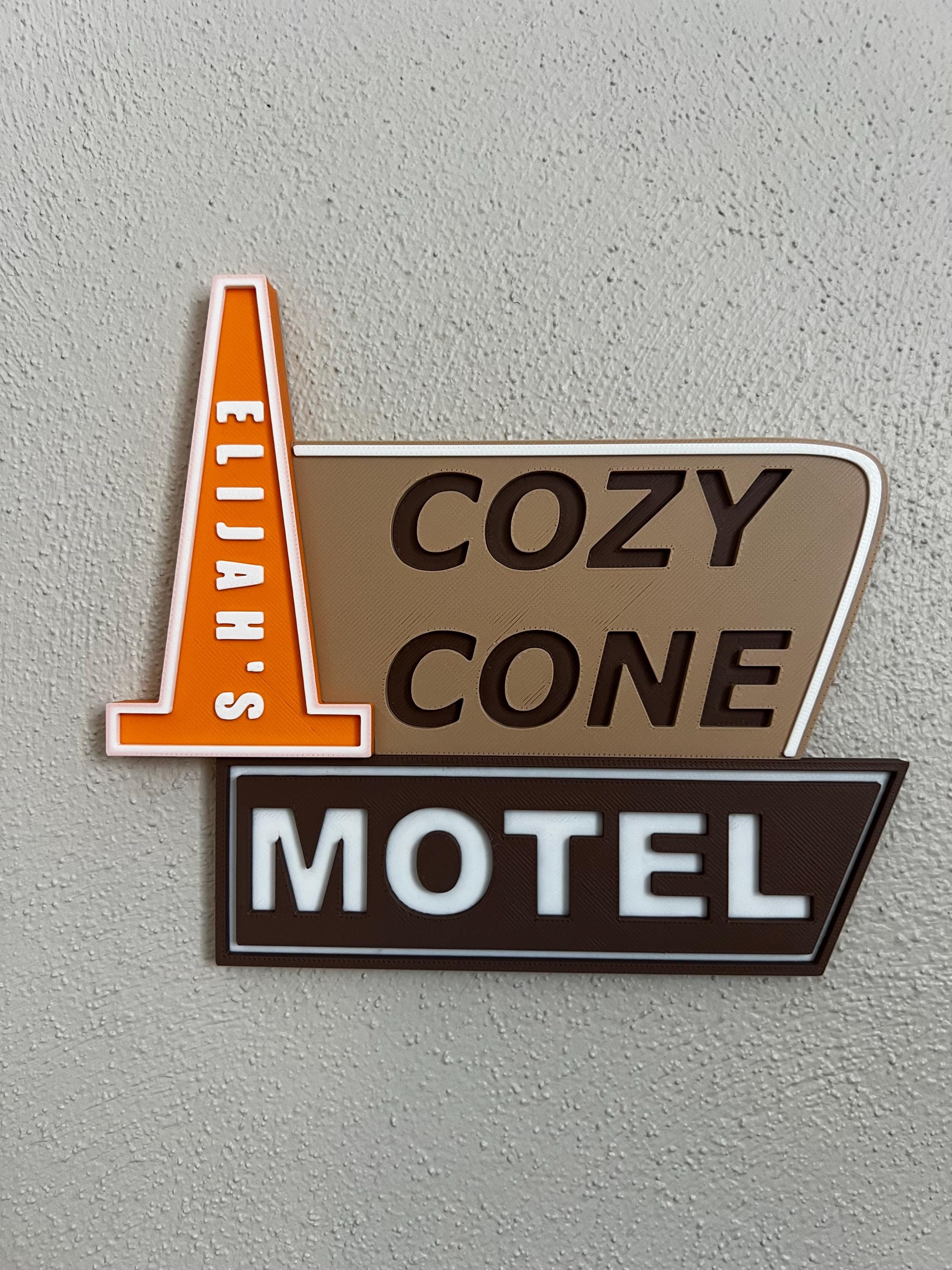 Custom 3D-Printed Cars-Inspired Cone Motel Wall Sign – Made for Wall Display